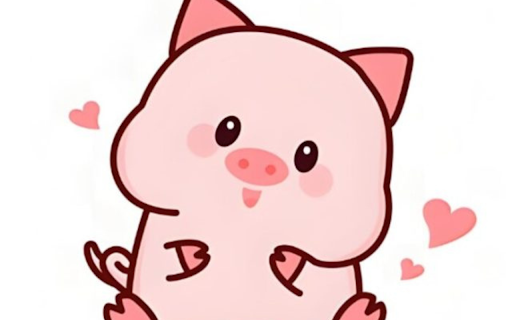 Chibi photo of a pig  from Chrome web store to be run with OffiDocs Chromium online
