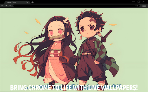 Chibi Tanjiro and Nezuko Autumn Breeze Live Wallpaper  from Chrome web store to be run with OffiDocs Chromium online