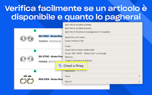 Chiedi a Rhiag  from Chrome web store to be run with OffiDocs Chromium online