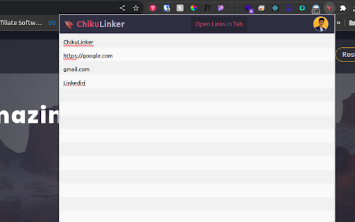 Chiku Linker Open Links in Tab  from Chrome web store to be run with OffiDocs Chromium online