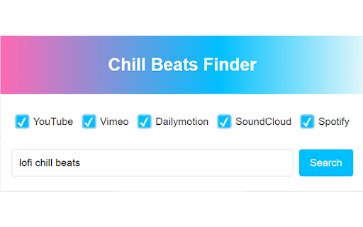 Chill Beats Finder  from Chrome web store to be run with OffiDocs Chromium online