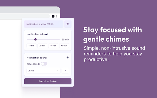 Chimely Gentle Sound Reminder for Focus  Productivity  from Chrome web store to be run with OffiDocs Chromium online