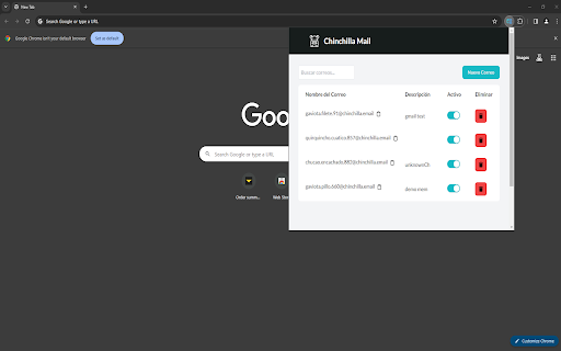 Chinchilla Mail  from Chrome web store to be run with OffiDocs Chromium online