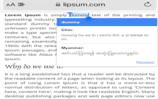 Chin Pop up Dictionary  from Chrome web store to be run with OffiDocs Chromium online