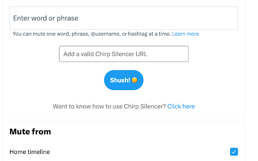 Chirp Silencer  from Chrome web store to be run with OffiDocs Chromium online