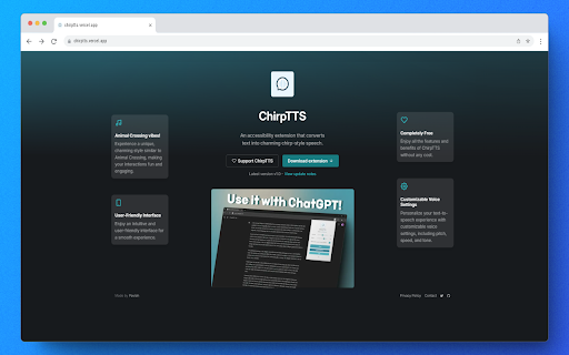 ChirpTTS  from Chrome web store to be run with OffiDocs Chromium online