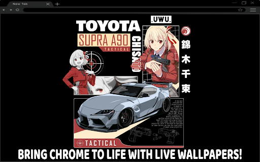 Chisato Toyota Supra A90 Lycoris Recoil Live Wallpaper  from Chrome web store to be run with OffiDocs Chromium online