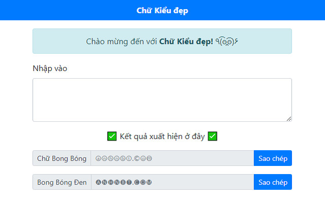 Chữ Kiểu đẹp  from Chrome web store to be run with OffiDocs Chromium online