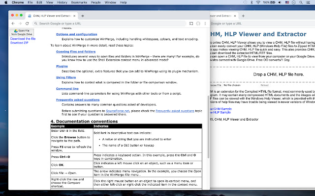 CHM, HLP Viewer and Extractor  from Chrome web store to be run with OffiDocs Chromium online