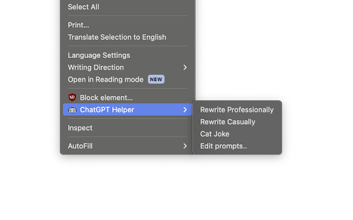 Chrome ChatGPT Helper  from Chrome web store to be run with OffiDocs Chromium online