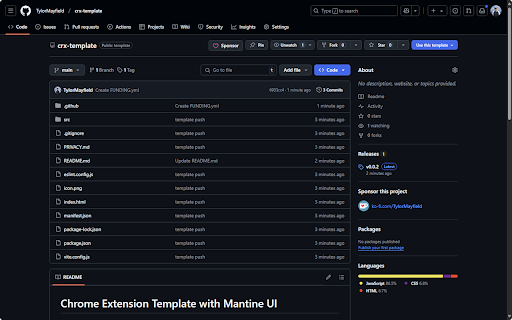 Chrome Extension Template  from Chrome web store to be run with OffiDocs Chromium online