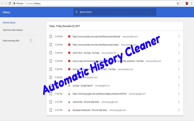 Chrome History Cleaner  from Chrome web store to be run with OffiDocs Chromium online