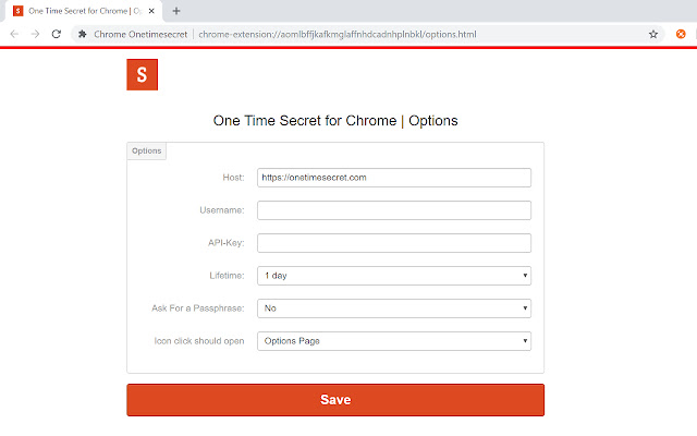 Chrome Onetimesecret  from Chrome web store to be run with OffiDocs Chromium online