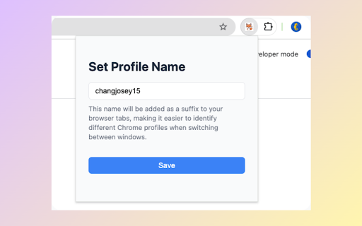 Chrome Profile Title Suffix  from Chrome web store to be run with OffiDocs Chromium online