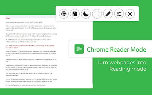 Chrome Reader Mode  from Chrome web store to be run with OffiDocs Chromium online