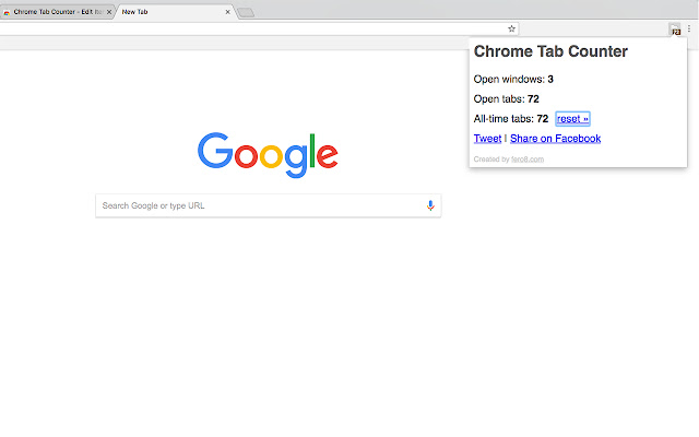 Chrome Tab Counter  from Chrome web store to be run with OffiDocs Chromium online