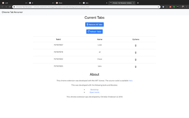 Chrome Tab Renamer  from Chrome web store to be run with OffiDocs Chromium online
