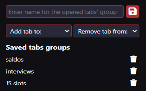 Chrome Tabs Saver  from Chrome web store to be run with OffiDocs Chromium online