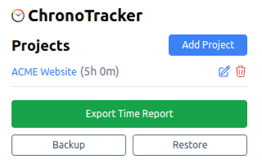 ChronoTracker  from Chrome web store to be run with OffiDocs Chromium online