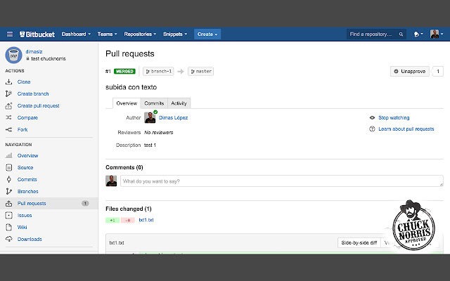 Chuck Norris Approved Pull Requests  from Chrome web store to be run with OffiDocs Chromium online