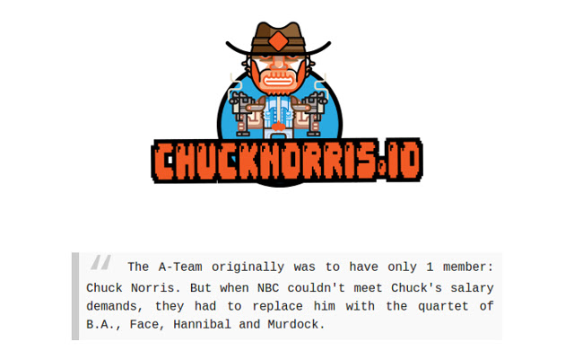 Chuck Norris Facts chucknorris.io  from Chrome web store to be run with OffiDocs Chromium online