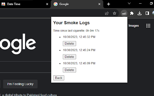 CigaretteLogger  from Chrome web store to be run with OffiDocs Chromium online
