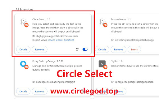 Circle Select  from Chrome web store to be run with OffiDocs Chromium online