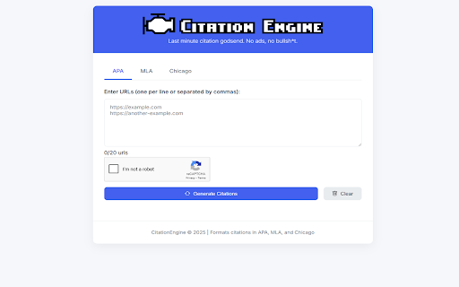 Citation Engine  from Chrome web store to be run with OffiDocs Chromium online