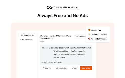 Citation Generator AI : Cite in APA, MLA, Chicago and Other Formats  from Chrome web store to be run with OffiDocs Chromium online