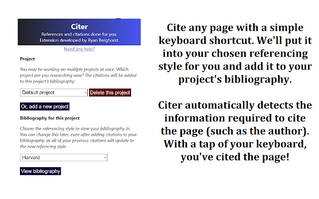 Citer  from Chrome web store to be run with OffiDocs Chromium online