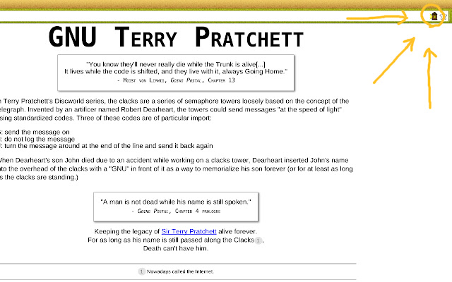 Clacks Overhead GNU Terry Pratchett  from Chrome web store to be run with OffiDocs Chromium online