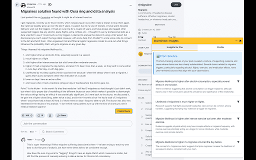 ClaimCheck  from Chrome web store to be run with OffiDocs Chromium online