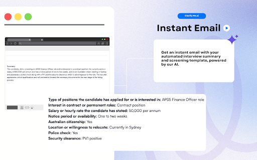 Clarifyme.ai Your AI Powered Interview and Compliance Assistant  from Chrome web store to be run with OffiDocs Chromium online