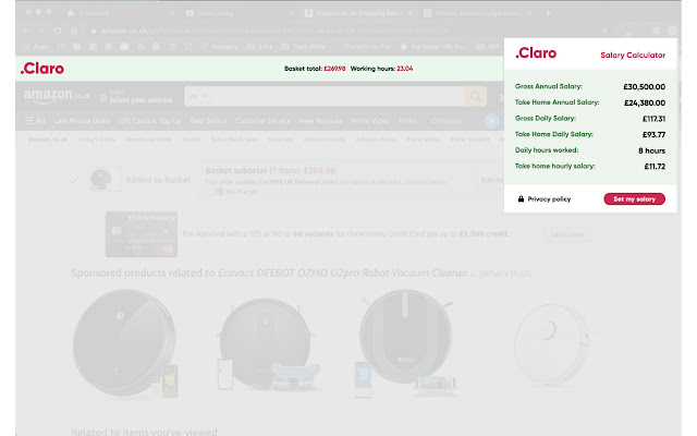 Claro Money Widget  from Chrome web store to be run with OffiDocs Chromium online