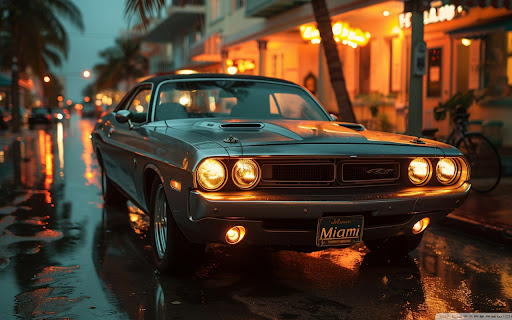 Classic Dodge Challenger RT Night in Miami  from Chrome web store to be run with OffiDocs Chromium online