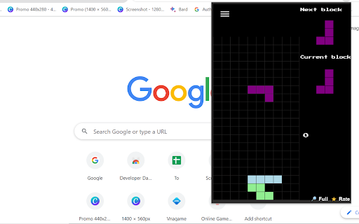 Classic Tetris Game  from Chrome web store to be run with OffiDocs Chromium online