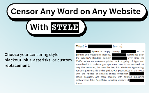Classify Hide  Censor Words  from Chrome web store to be run with OffiDocs Chromium online
