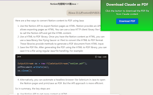 Claude2PDF Convert Claude to PDF  from Chrome web store to be run with OffiDocs Chromium online