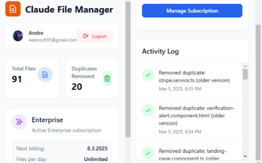 Claude.AI File Manager  from Chrome web store to be run with OffiDocs Chromium online