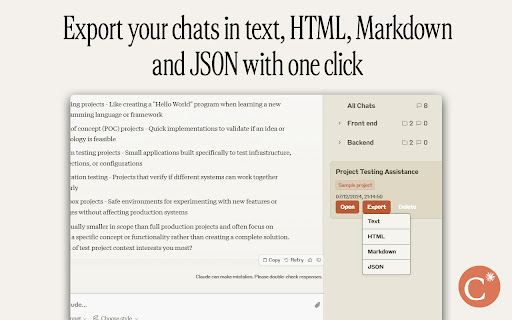 Claude Chat Manager  from Chrome web store to be run with OffiDocs Chromium online
