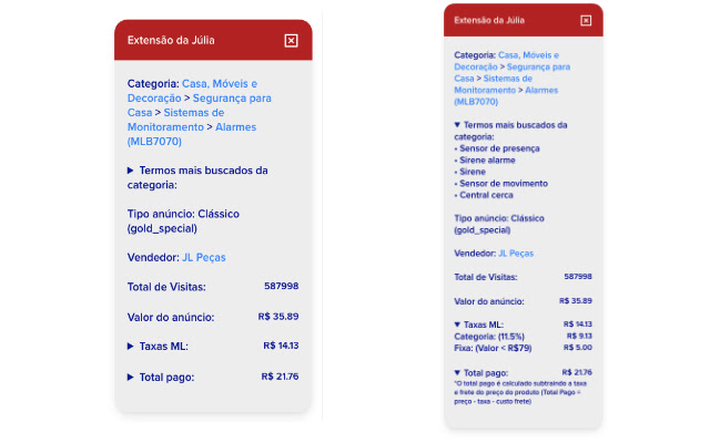 Cálculos Mercado Livre  from Chrome web store to be run with OffiDocs Chromium online