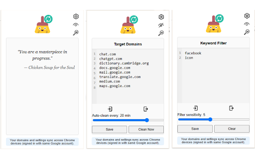 CleanBrowse Sync  from Chrome web store to be run with OffiDocs Chromium online