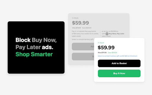 CleanCart Block Buy Now, Pay Later Ads  from Chrome web store to be run with OffiDocs Chromium online