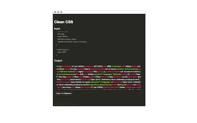Clean CSS  from Chrome web store to be run with OffiDocs Chromium online