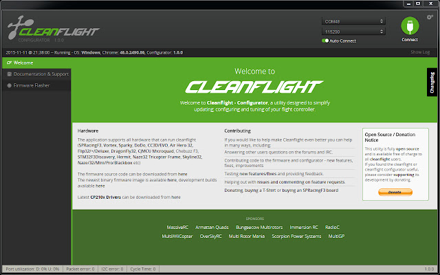 Cleanflight-Konfigurator aus dem Chrome-Webshop zur Ausführung mit OffiDocs Chromium online