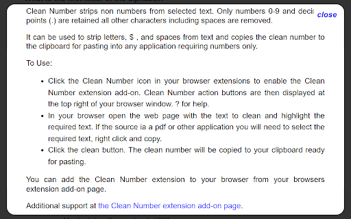Clean Number  from Chrome web store to be run with OffiDocs Chromium online