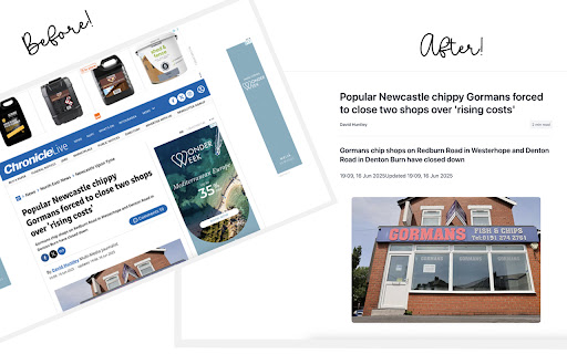 CleanReader  from Chrome web store to be run with OffiDocs Chromium online