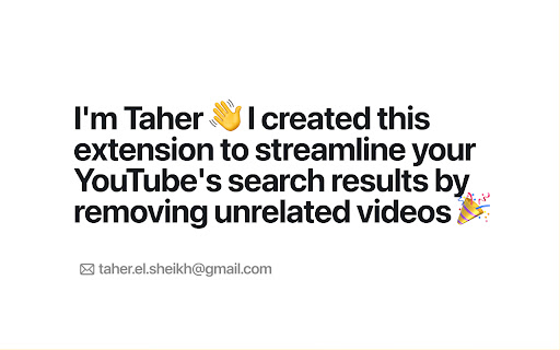 Clean YouTube Search  from Chrome web store to be run with OffiDocs Chromium online