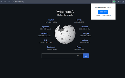 Clear Cookies  Cache  from Chrome web store to be run with OffiDocs Chromium online
