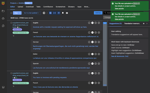 Clear Lokalise notifications  from Chrome web store to be run with OffiDocs Chromium online